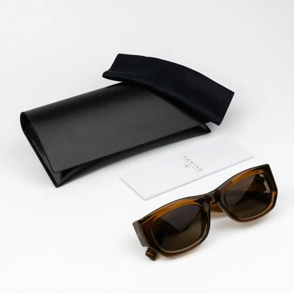 NEW Saint Laurent SL713 003 Transparent Brown Rectangle Unisex Sunglasses